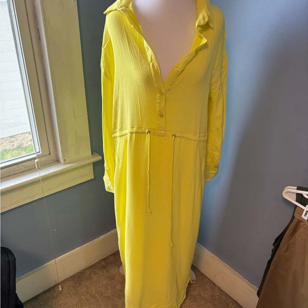 Elegant Yellow Long Sleeve Dress